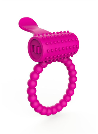 Anneau fuschia vibrant silicone avec langue picot - COR-018PNK